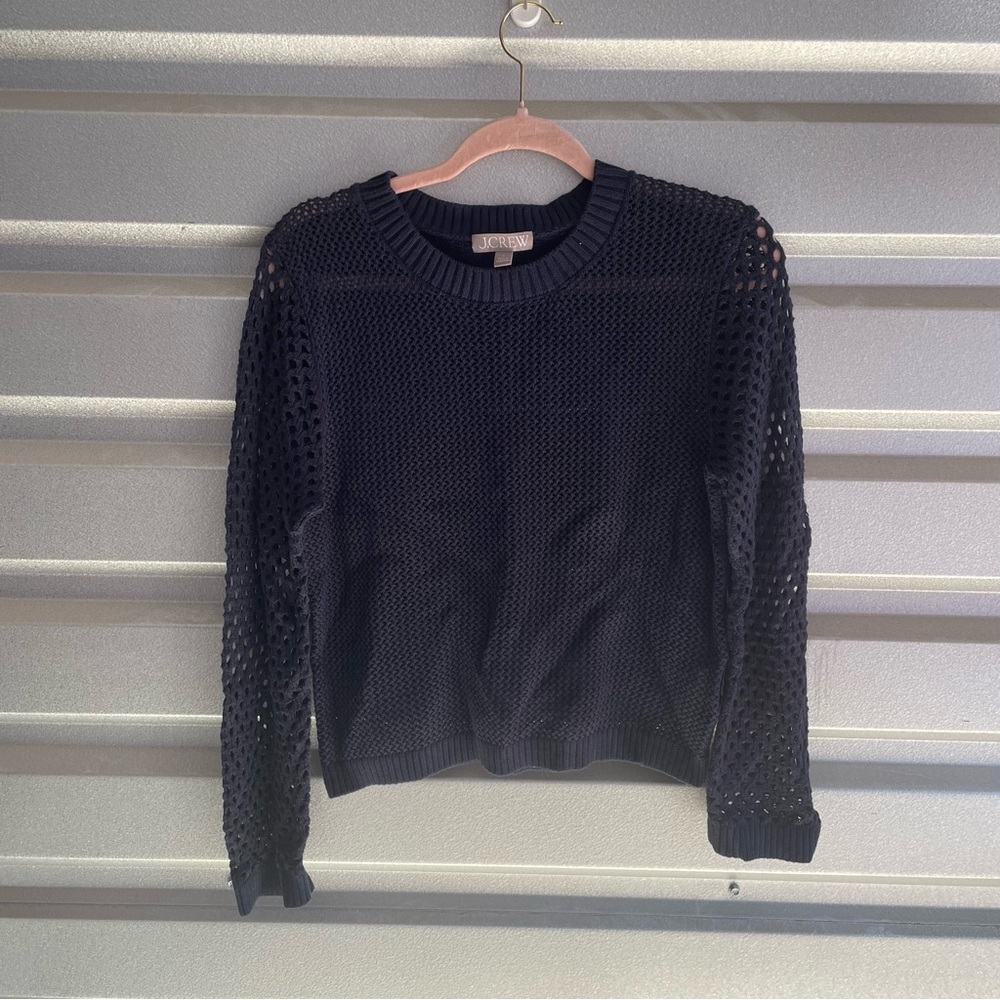J. Crew Crochet crewneck beach sweater